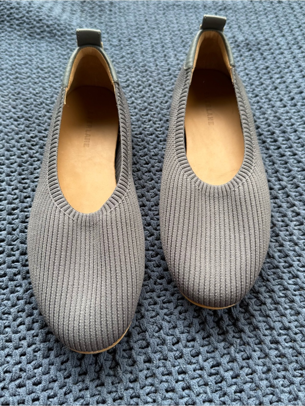 Everlane The Day Glove Flats in Re-Knit Woven Ballet Stretch Slate Grey Size 7.5